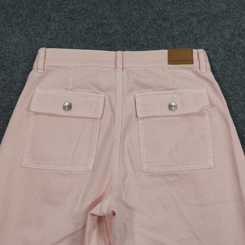 American‎ Eagle Super High-Rise Baggy Wide Leg Pink Jeans 4 Stretch Regular - Picture 9 of 11
